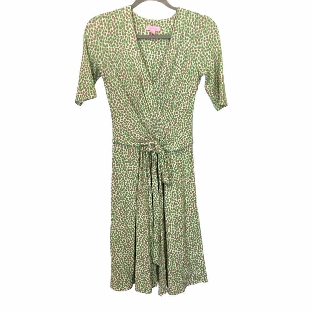 Lilly Pulitzer Wrap Dress Size XS Green & Pink